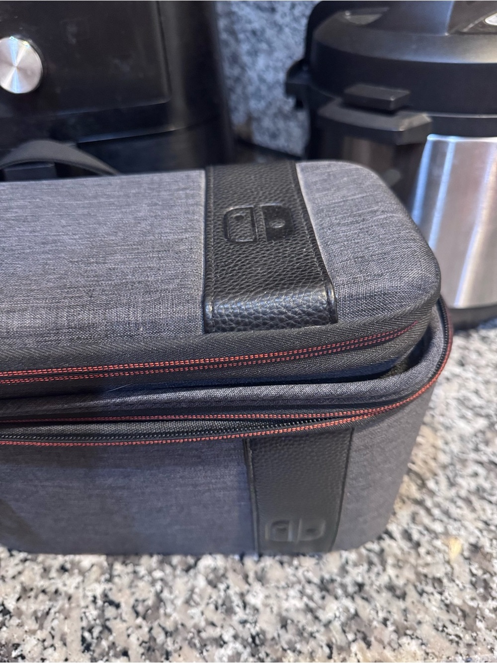 Nintendo Gray Travel Case with Red Zipper Trim